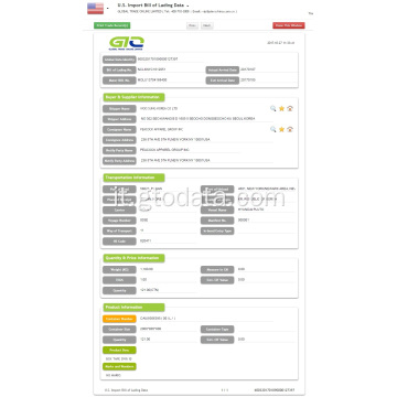 Nastri adesivi US Import Bill of Lawing Data